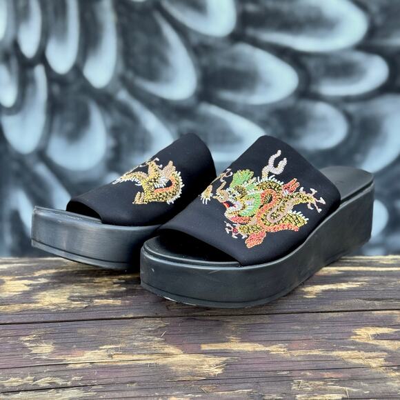 Y2K Bebe Dragon Platform Slides Size 9 - Picture 1 of 6